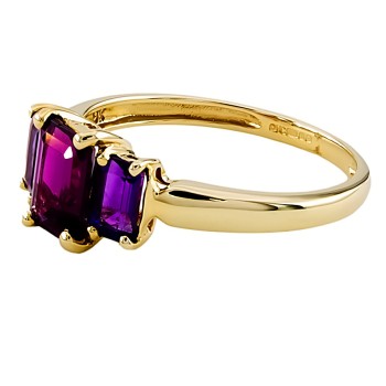 9ct gold Amethyst/tourmaline 3 stone Ring size O